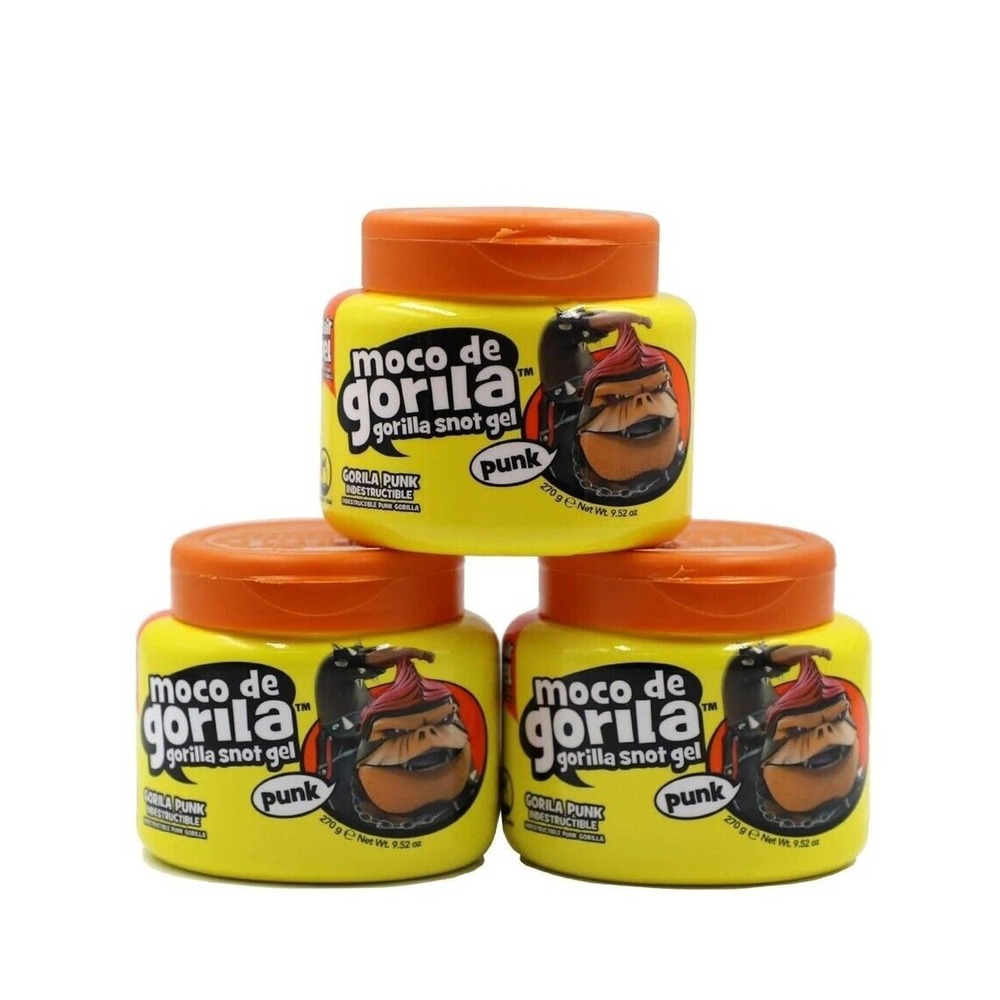 Moco De Gorila/Gorilla Snot Punk, Styling Hair Gel Jar. 9.52 Oz 3 Pack